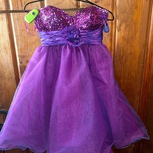 May Queen Purple Sequin Fit and Flare Dress